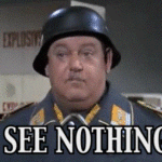 Sergeant Schultz from Hogan's Heroes declaring "I see nothing!"