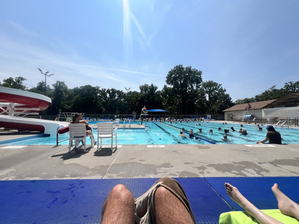 The Boone pool. The kids ran the slides for two hours straight.