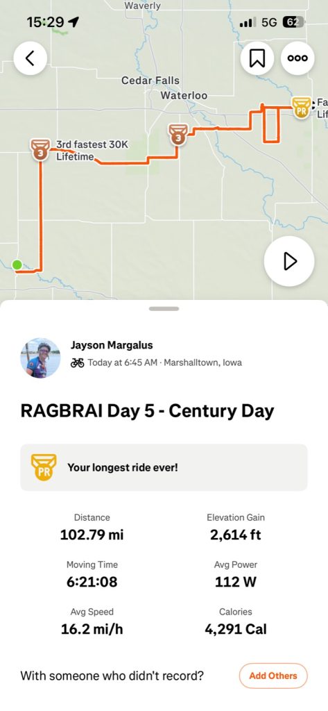 102.79 miles, and Strava's "longest ride ever" badge to go with the patch.