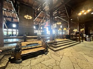 The Great Hall at Starved Rock Lodge — CCC stonework and timber, 1933–1939