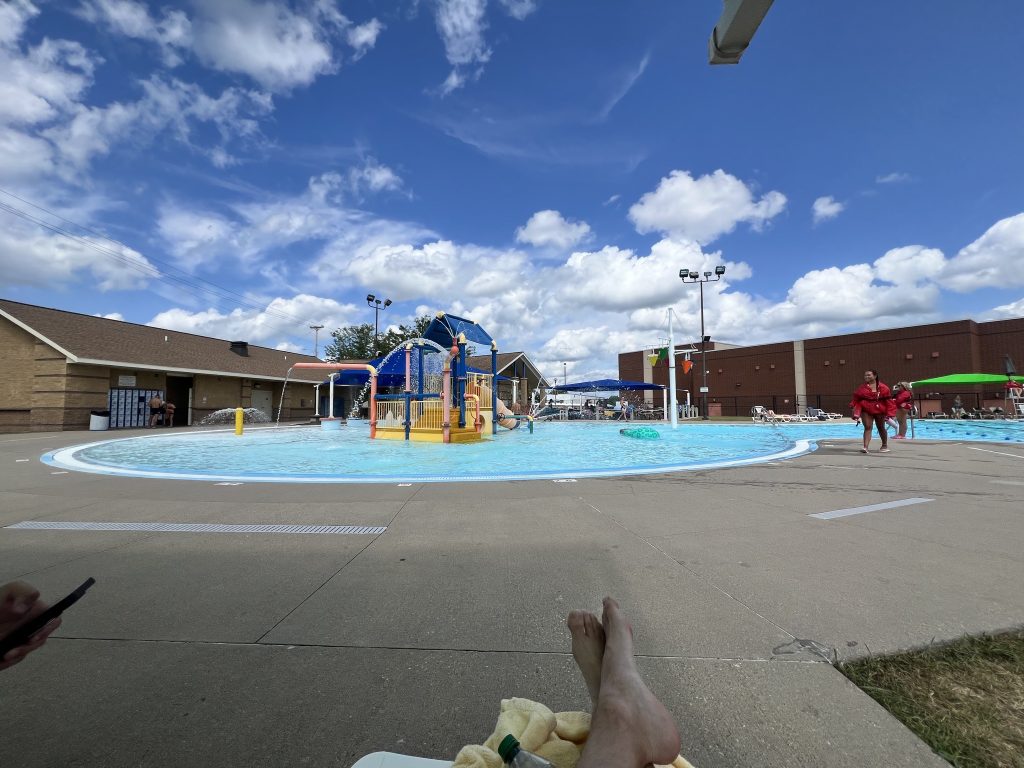 The Marshalltown aquatic center: lazy river, slides, and snacks.