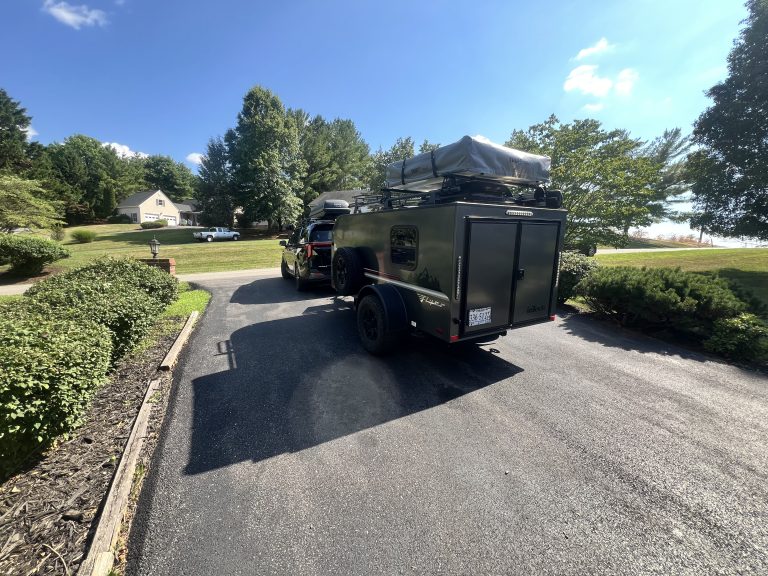 Tent on, carrier on, gear packed — ready for the driving days