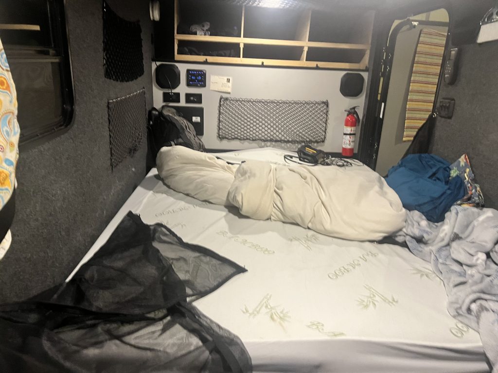 The trailer re-packed and ready to roll